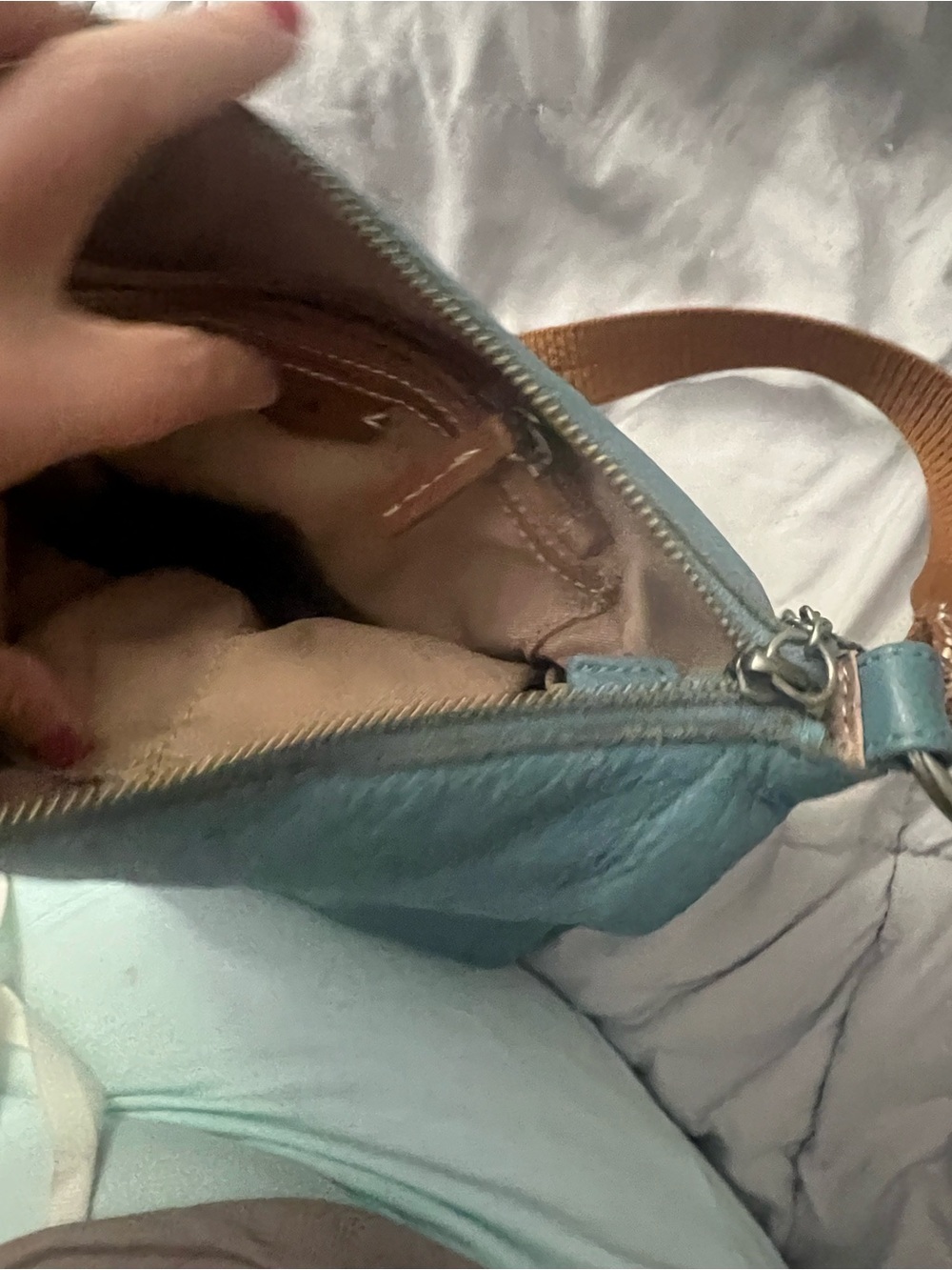 the sak Leather Crossbody Bag in Teal with Woven Strap - Picture 10 of 16